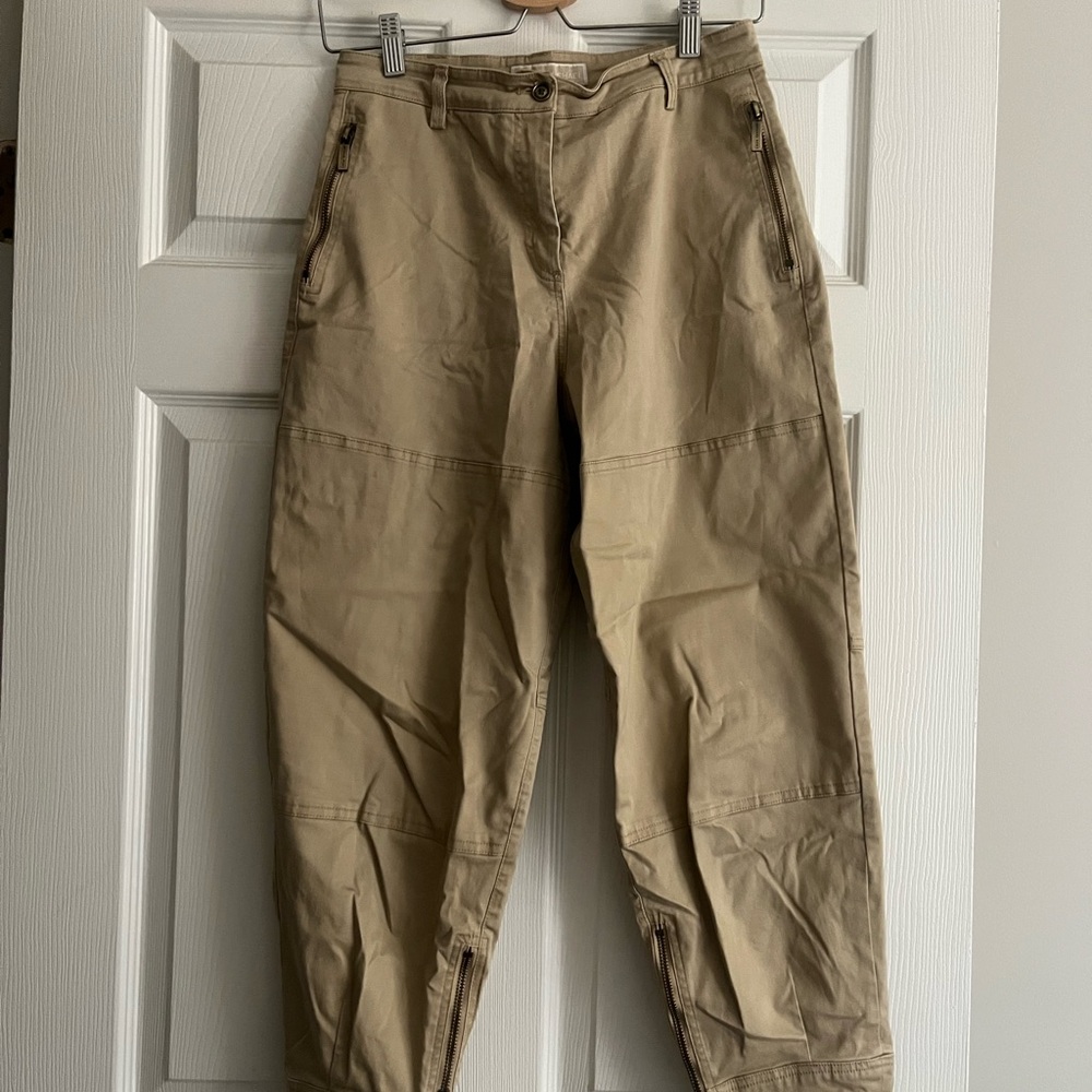 Michael Kors Women's Zipper Straight Leg Pants in Tan